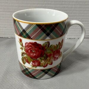 Ralph Lauren Skyler Floral Tartan Plaid Pattern Bone China Coffee Tea Mug Cup